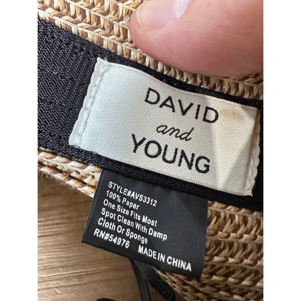 David and Young Sun Visor Roll Up Straw Bow Women OS Tan Excellent - Picture 3 of 3